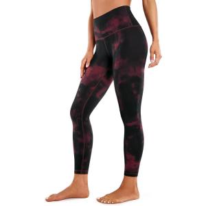 imageCRZ YOGA Butterluxe Yoga Leggings 25  High Waisted Buttery Soft Womens Workout Lounge PantsBurgundy Tie Dye Flowers