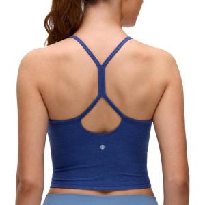 imageCRZ YOGA CutOut Y Back Crop Tank Tops for Women  Scoop Neck Spaghetti Strap Racerback Yoga Longline Sports Bra Non PaddedEternal Blue