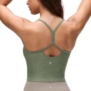 imageCRZ YOGA CutOut Y Back Crop Tank Tops for Women  Scoop Neck Spaghetti Strap Racerback Yoga Longline Sports Bra Non PaddedPistachio Green
