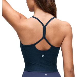 imageCRZ YOGA CutOut Y Back Crop Tank Tops for Women  Scoop Neck Spaghetti Strap Racerback Yoga Longline Sports Bra Non PaddedReal Navy