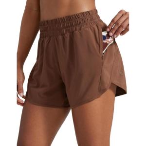 imageCRZ YOGA Dolphin Athletic Shorts for Women 5  High Waisted Quick Dry for Running Workout Gym Track with Zip PocketCoffee Brown