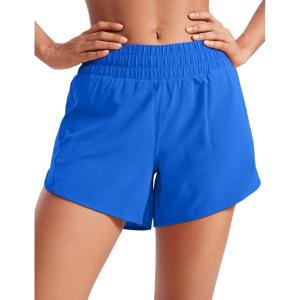 imageCRZ YOGA Dolphin Athletic Shorts for Women 5  High Waisted Quick Dry for Running Workout Gym Track with Zip PocketSparkle Blue