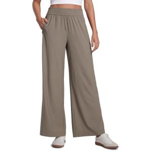 imageCRZ YOGA Lightweight Drapey Wide Leg Casual Pants for Women 30  Flowy Travel Work Loose Fit SummerNomad Grey