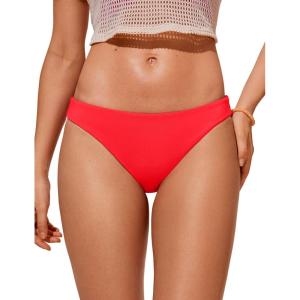 imageCRZ YOGA Low Waisted Bikini Bottom for Women  Cheeky Basic Bathing Swimsuit Swim BriefsDeep Red