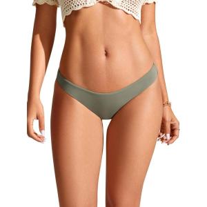 imageCRZ YOGA Low Waisted Bikini Bottom for Women  Cheeky Basic Bathing Swimsuit Swim BriefsLight Army Green