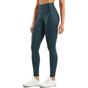 imageCRZ YOGA Matte Faux Leather Leggings 28  Butterluxe High Waisted Stretch Ankle Womens Leather Pants Pleather TightsForest Dark Green Foil Pattern