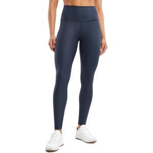 imageCRZ YOGA Matte Faux Leather Leggings 28  Butterluxe High Waisted Stretch Ankle Womens Leather Pants Pleather TightsReal Navy Foil Pattern