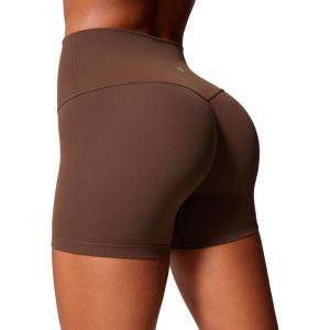 imageCRZ YOGA Secretsculpt Butterlift Biker Shorts 4  No Front Seam High Waisted Womens Workout Gym Booty Scrunch ButtCoffee Brown