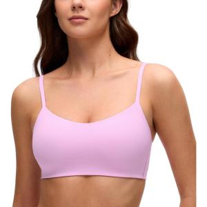 imageCRZ YOGA Softhold Mold V Neck Bralette for Women  Adjustable Spaghetti Lounge TShirt Everyday Bra No Underwire Comfort CamiVita Pink