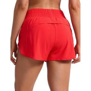 imageCRZ YOGA Split Dolphin Running Shorts for Women 25  Curved Back High Waisted Quick Dry for Athletic Workout Gym TrackDeep Red