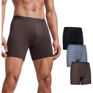 imageCRZ YOGA UltraSoft Modal Casual Boxer Briefs for Men 5  Lounge Underwear Double Lined Moisture Wicking Breathable 3 PackBlackBlueBrown