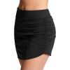 imageCRZ YOGA Asymmetric Side Ruching Swim Skirt for Women  High Waisted Full Coverage Bathing Suit Swimsuit with Inner BriefsBlack