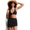 imageCRZ YOGA Asymmetric Side Ruching Swim Skirt for Women  High Waisted Full Coverage Bathing Suit Swimsuit with Inner BriefsBlack