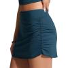imageCRZ YOGA Asymmetric Side Ruching Swim Skirt for Women  High Waisted Full Coverage Bathing Suit Swimsuit with Inner BriefsInsignia Blue