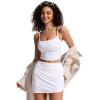 imageCRZ YOGA Asymmetric Side Ruching Swim Skirt for Women  High Waisted Full Coverage Bathing Suit Swimsuit with Inner BriefsWhite