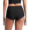 imageCRZ YOGA Boyshort Bikini Bottoms for Women  Mid Waisted Bathing Suit Board Shorts Quick Dry Beach Trunks with LinerBlack