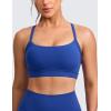 imageCRZ YOGA Butterlift CutOut Cross Back Sports Bras for Women  Adjustable Thin Straps Padded Scoop Neck Pilates Gym TopWaves Blue