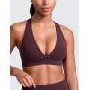 imageCRZ YOGA Butterlift Deep V Neck Sports Bras for Women  Padded Gym Wide Straps CutOut Cross Back Crop Pilates Workout TopRipe Plum