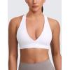 imageCRZ YOGA Butterlift Deep V Neck Sports Bras for Women  Padded Gym Wide Straps CutOut Cross Back Crop Pilates Workout TopWhite