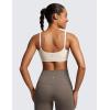 imageCRZ YOGA Butterluxe Adjustable Spaghetti Strap Sports Bras for Women  Scoop Neck Wireless Padded Yoga Workout Crop TopMojave Tan