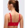 imageCRZ YOGA Butterluxe Adjustable Wide Strap Sports Bras for Women  Square Back Padded Scoop Neck Yoga TopAurora Red