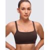 imageCRZ YOGA Butterluxe Adjustable Wide Strap Sports Bras for Women  Square Back Padded Scoop Neck Yoga TopHot Fudge Brown