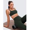 imageCRZ YOGA Butterluxe Adjustable Wide Strap Sports Bras for Women  Square Back Padded Scoop Neck Yoga TopLegend Green