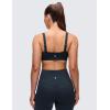 imageCRZ YOGA Butterluxe Adjustable Wide Strap Sports Bras for Women  Square Back Padded Scoop Neck Yoga TopTrue Navy