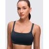 imageCRZ YOGA Butterluxe Adjustable Wide Strap Sports Bras for Women  Square Back Padded Scoop Neck Yoga TopTrue Navy