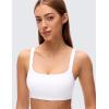 imageCRZ YOGA Butterluxe Adjustable Wide Strap Sports Bras for Women  Square Back Padded Scoop Neck Yoga TopWhite
