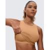 imageCRZ YOGA Butterluxe High Neck Crop Tank Tops for Women  Racerback Padded Longline Sports Bras WorkoutDoe Brown