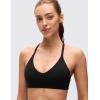imageCRZ YOGA Butterluxe Low Coverage V Neck Sports Bras for Women  Spaghetti Straps Racerback Padded Yoga TopBlack
