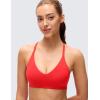 imageCRZ YOGA Butterluxe Low Coverage V Neck Sports Bras for Women  Spaghetti Straps Racerback Padded Yoga TopDeep Red
