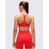 imageCRZ YOGA Butterluxe Low Coverage V Neck Sports Bras for Women  Spaghetti Straps Racerback Padded Yoga TopDeep Red