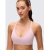 imageCRZ YOGA Butterluxe Low Coverage V Neck Sports Bras for Women  Spaghetti Straps Racerback Padded Yoga TopPink Haze