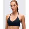 imageCRZ YOGA Butterluxe Low Coverage V Neck Sports Bras for Women  Spaghetti Straps Racerback Padded Yoga TopTrue Navy