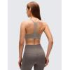 imageCRZ YOGA Butterluxe Low Coverage V Neck Sports Bras for Women  Spaghetti Straps Racerback Padded Yoga TopWarm Ash Grey