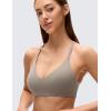 imageCRZ YOGA Butterluxe Low Coverage V Neck Sports Bras for Women  Spaghetti Straps Racerback Padded Yoga TopWarm Ash Grey