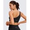 imageCRZ YOGA Butterluxe One Shoulder Sports Bras for Women  Sleeveless One Strap Low Impact Asymmetrical Workout Yoga TopsBlack