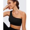 imageCRZ YOGA Butterluxe One Shoulder Sports Bras for Women  Sleeveless One Strap Low Impact Asymmetrical Workout Yoga TopsBlack