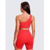 imageCRZ YOGA Butterluxe One Shoulder Sports Bras for Women  Sleeveless One Strap Low Impact Asymmetrical Workout Yoga TopsDeep Red
