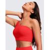 imageCRZ YOGA Butterluxe One Shoulder Sports Bras for Women  Sleeveless One Strap Low Impact Asymmetrical Workout Yoga TopsDeep Red