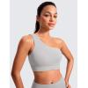 imageCRZ YOGA Butterluxe One Shoulder Sports Bras for Women  Sleeveless One Strap Low Impact Asymmetrical Workout Yoga TopsGull Gray