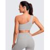 imageCRZ YOGA Butterluxe One Shoulder Sports Bras for Women  Sleeveless One Strap Low Impact Asymmetrical Workout Yoga TopsGull Gray
