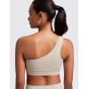 imageCRZ YOGA Butterluxe One Shoulder Sports Bras for Women  Sleeveless One Strap Low Impact Asymmetrical Workout Yoga TopsMojave Tan