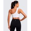 imageCRZ YOGA Butterluxe One Shoulder Sports Bras for Women  Sleeveless One Strap Low Impact Asymmetrical Workout Yoga TopsWhite