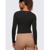 imageCRZ YOGA Butterluxe Scoop Neck Long Sleeve Shirts for Women  Workout Athletic Casual Tops Crop Slim Basic Tight ShirtBlack