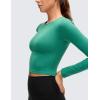 imageCRZ YOGA Butterluxe Scoop Neck Long Sleeve Shirts for Women  Workout Athletic Casual Tops Crop Slim Basic Tight ShirtCascadia Green