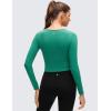 imageCRZ YOGA Butterluxe Scoop Neck Long Sleeve Shirts for Women  Workout Athletic Casual Tops Crop Slim Basic Tight ShirtCascadia Green