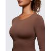 imageCRZ YOGA Butterluxe Scoop Neck Long Sleeve Shirts for Women  Workout Athletic Casual Tops Crop Slim Basic Tight ShirtCoffee Brown